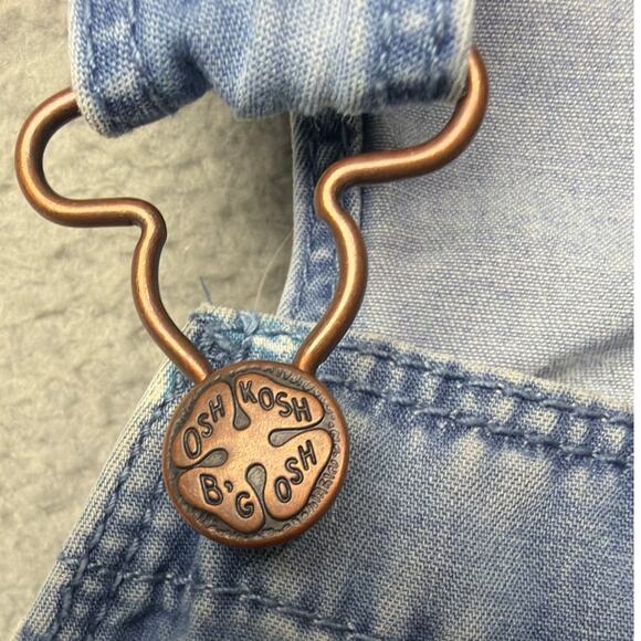 Vintage Osh Kosh B'Gosh Little Girls Bib Overall Dress Denim Floral Size 18M - Picture 4 of 6